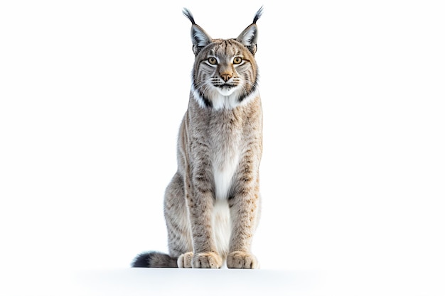 Una lince su uno sfondo bianco