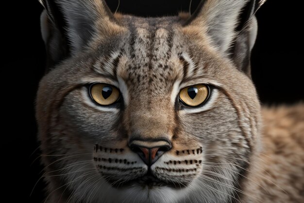 Lynxportret op donkere achtergrond AI generatief