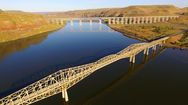 リヨンのフェリー橋 スネーク川とパルース川 ワシントン州
