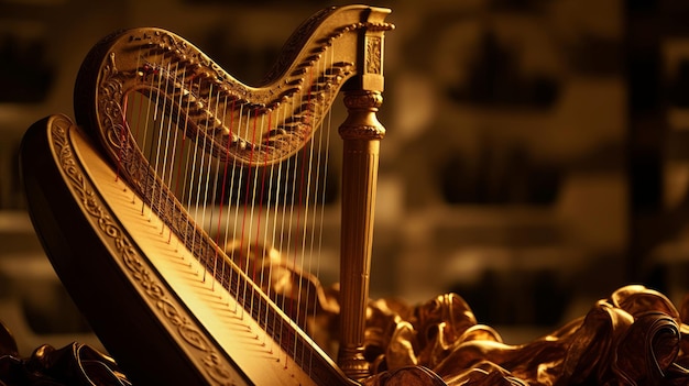 Лира с шелковыми струнами создает музыкальные ремесла воздуха в истории и легенды гобелены