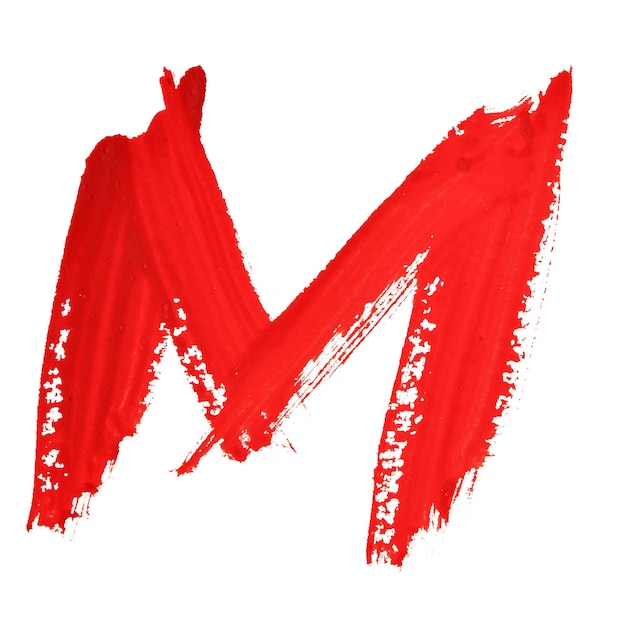 M - Red handwritten letters over white background