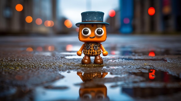 Photo m a scottish robot toy in atompunk style with dramatic expressionistic details