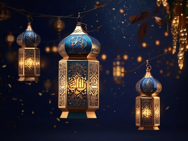 Maak een boeiende Eid al-Fitr-reclame met verlichte Arabische typografie tegenover