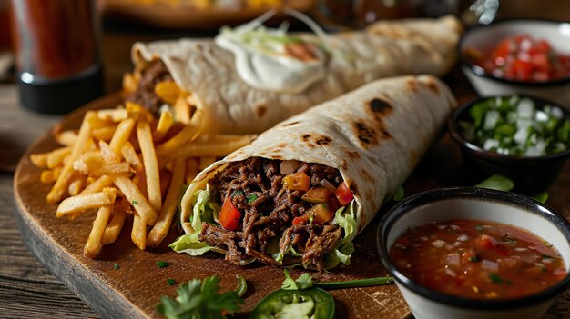 Maak kennis met burrito met een schoon oppervlak en de ingrediënten Genative AI