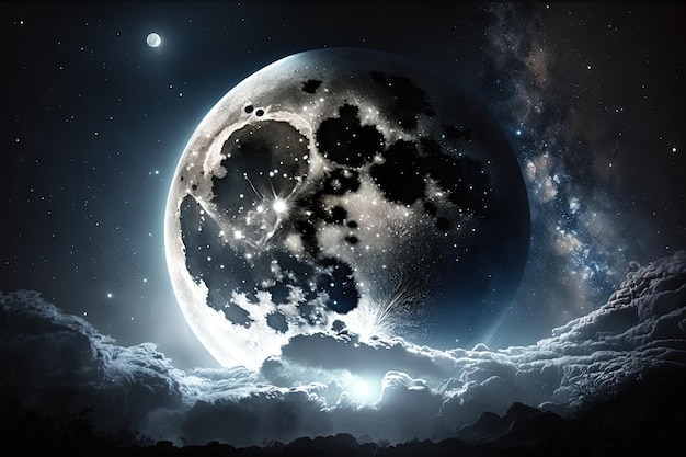 Foto maan aan de nachtelijke hemel in detail