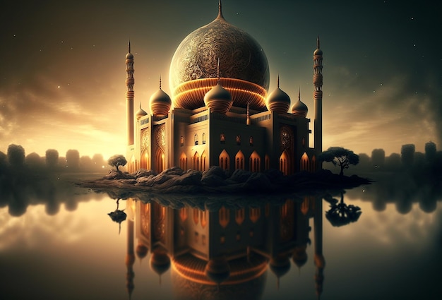 Maan en ramadan-moskee Generatieve AI
