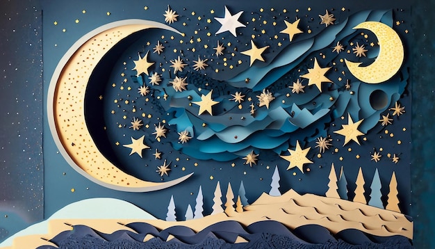 maan en sterren aan de nachtelijke hemel