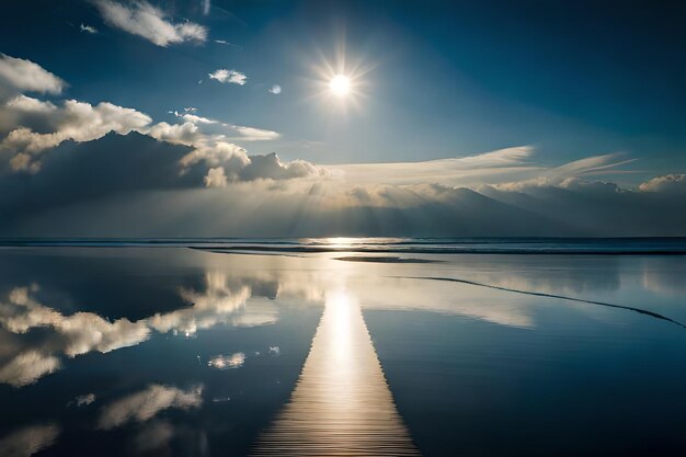 Foto maanlicht in het oceaanlandschap heldere volle maan over de zee