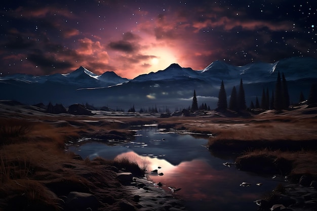 Maanlicht majesteit nacht landschap foto