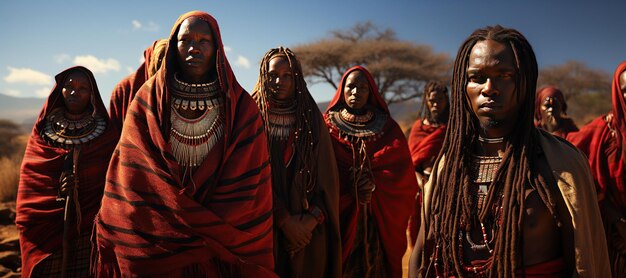 Foto maasai stam bekend om hun kenmerkende kleding en cultuurgegenereerd met ai