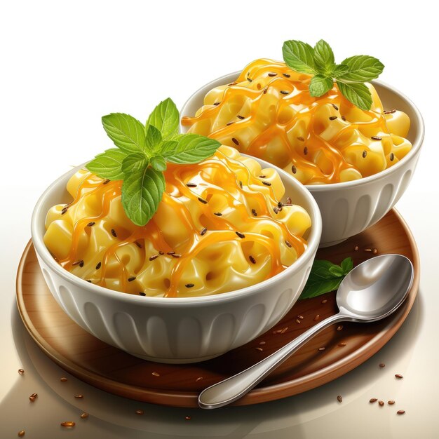 Mac en Cheese handgetekende stijl geïsoleerd op witte achtergrond generatieve AI