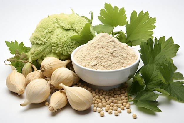 maca powder and herbal capsules