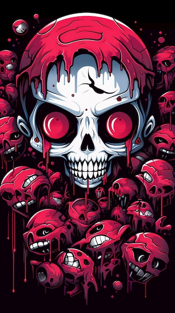 Photo macabre sweets scary horror candyskull creatures in nightmarish illustration ai generated