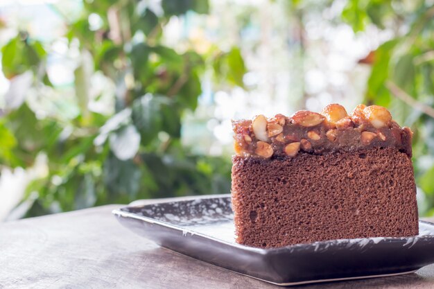  Macadamia caramel cake on the table 