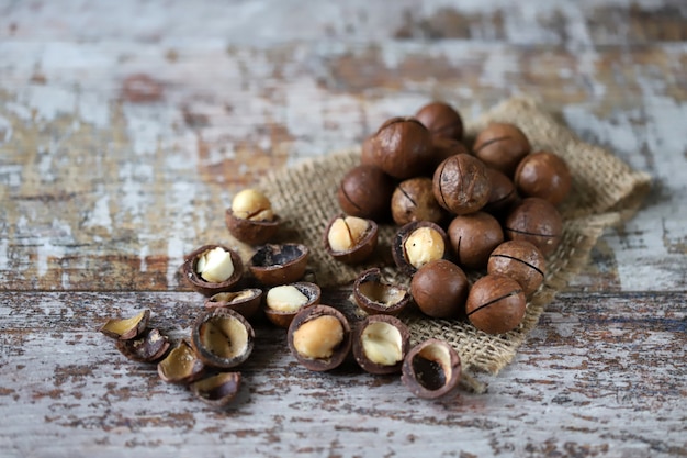 Macadamia nuts the hardest nuts in the world. Macro.