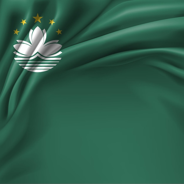 Macao National Flag symbol on satin fabric 3d illustration for National Day Celebrations