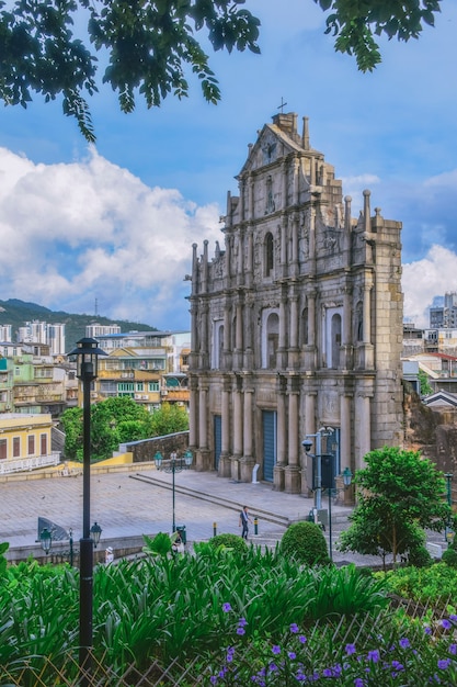 Macao-ruïnes van de sint-pauluskathedraal. gebouwd van 1582 tot 1602 door de jezuïeten.