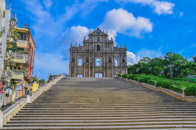 Macao-ruïnes van de Sint-Pauluskathedraal. Gebouwd van 1582 tot 1602 door de jezuïeten.