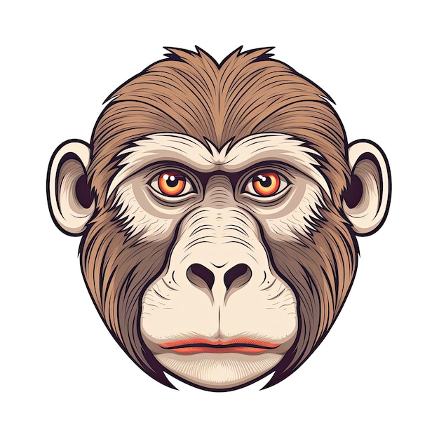 Photo macaque face sticker on isolated tansparent background png logo generative ai