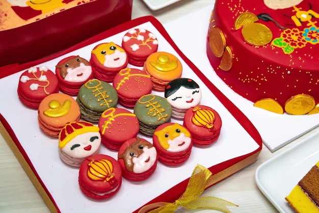 Photo macaron chinese new year theme character