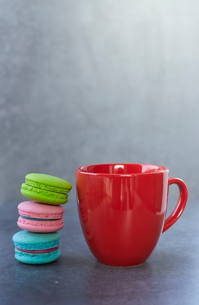 Macaron and cup of coffee