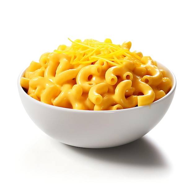 Macaroni en kaas Amerikaanse keuken geïsoleerd op witte achtergrond