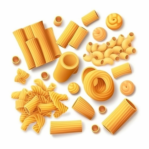 Macaroni food white background AI generated