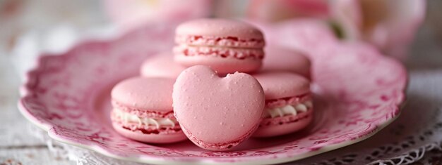 Foto macarons in de vorm van een concept voor valentijnsdag