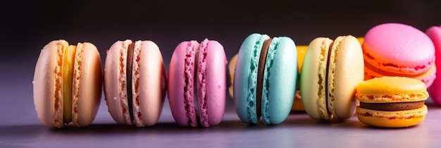 Macarons in pastelkleuren een Frans dessert Generatieve AI