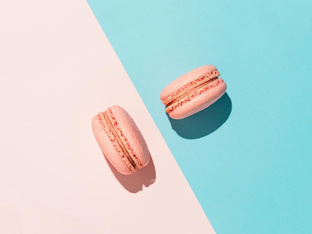 사진 macarons on pink copy space hard light