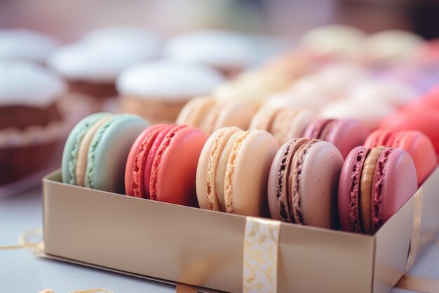 Macarons in paper box Generative AI