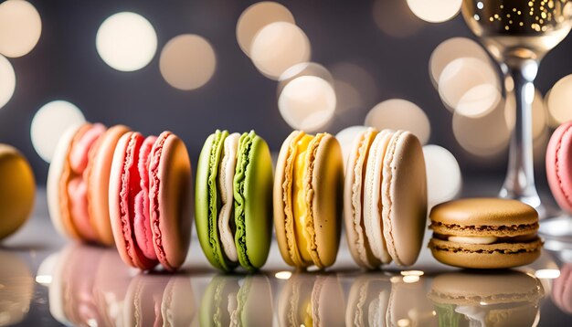 Photo macarons with champagne