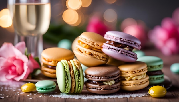 macarons with champagne