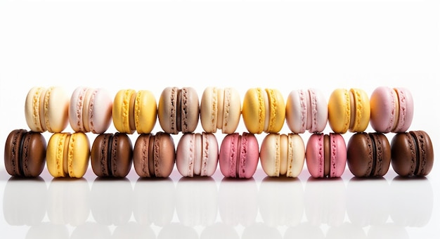 Photo macarons with different color on white background