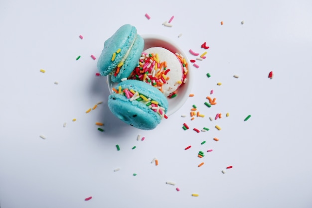 Photo macarons with sprinkles
