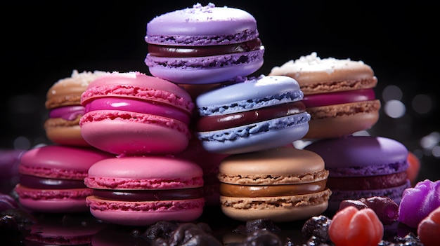 Macarons with white sugar powder