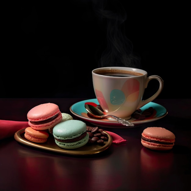 macaroon and coffee on the table