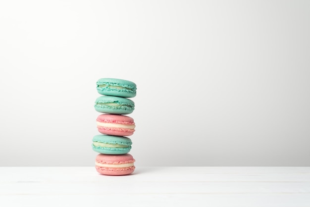 Macaroon cookies on a white background