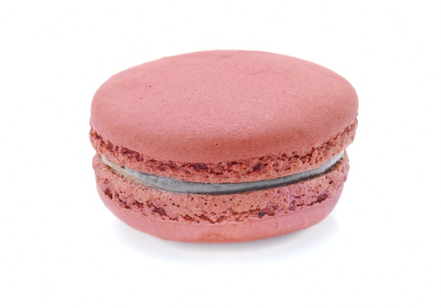 Macaroon dessert on white background.