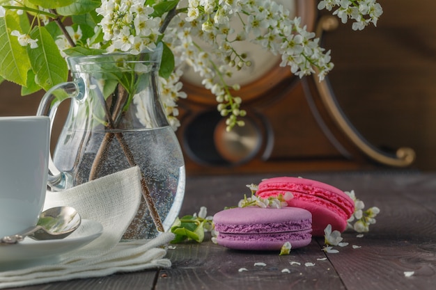 Macaroons and spring blossom