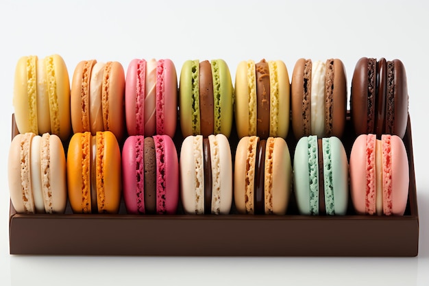 Macaroons on white background AI generated