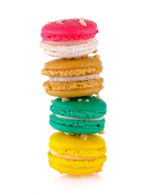 Macaroons on white background