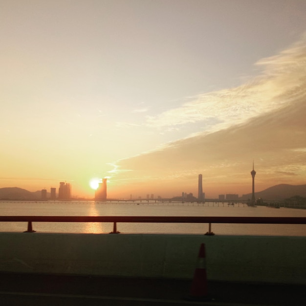 Macau bridge at sunset