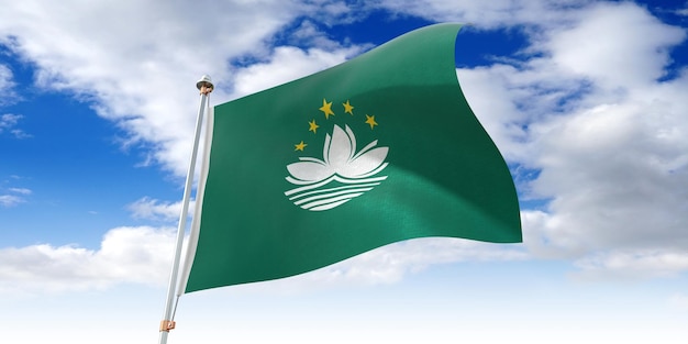 Macau waving flag 3D illustration