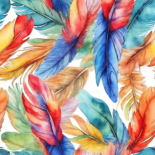 Macaw feathers watercolor background Ai Generated