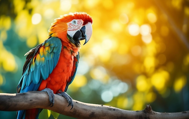 Macaw Parrot Sitting on a Branch AI