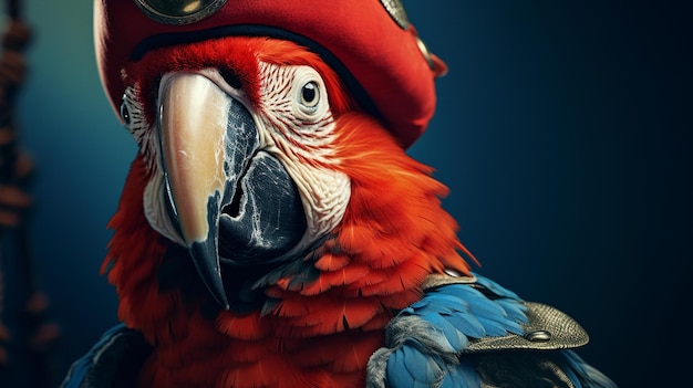 Photo a macaw parrot in tiny captains hat ar wallpaper