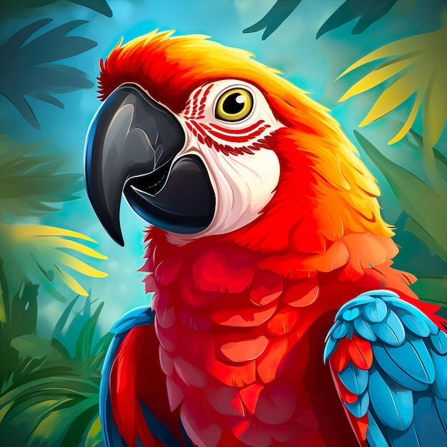 Macaw parrot world wildlife illustration flaura and fauna generative ai