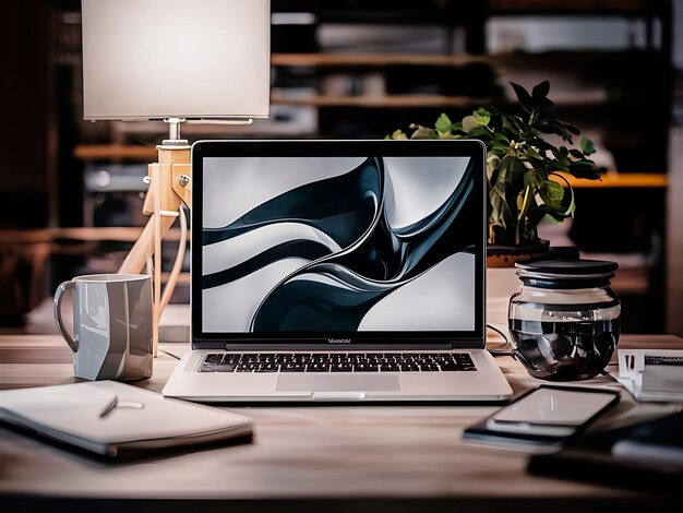 Foto macbook mockup con sfondo monocromatico minimalista