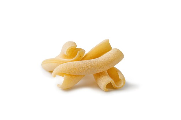 Maccheroni Maccheroncini Italian homemade pasta xAisolated on white background